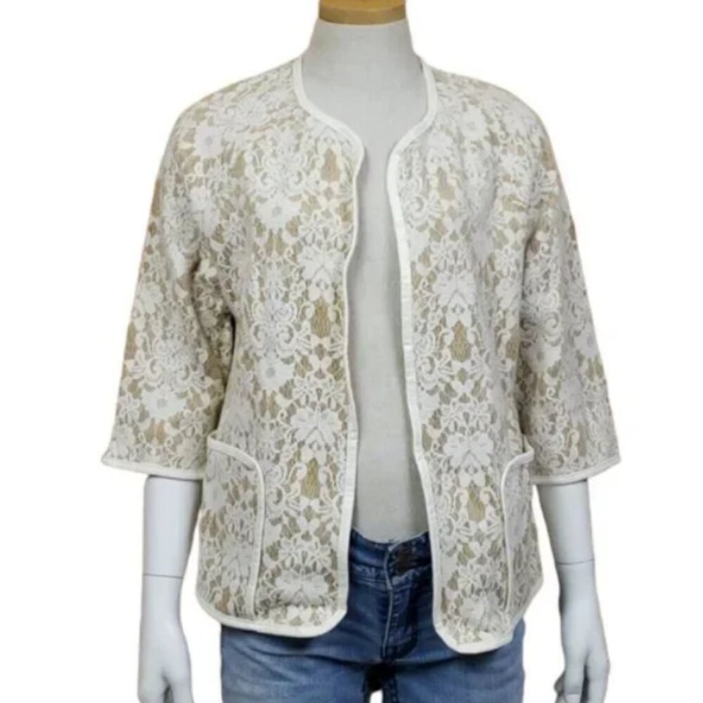 Chico's Bonded Lace Henrietta Cardigan Sweater Chico's Size 1
